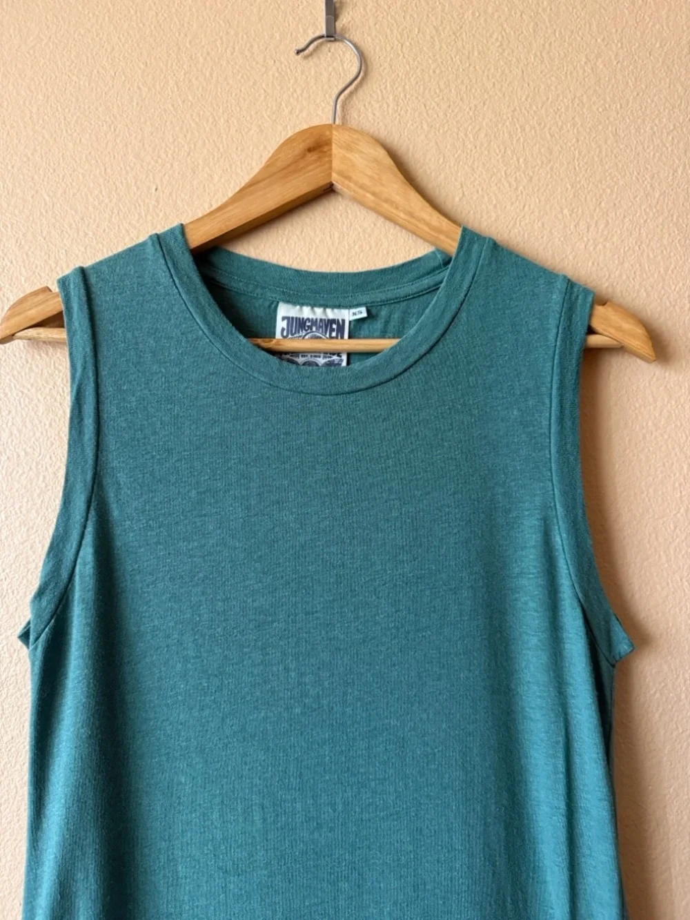 Jungmaven Hermosa hemp & organic cotton dress in discontinued color teal, XS - Picture 4 of 10